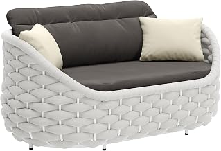 Zuo Coral Reef Loveseat Gray, Gray Sofa, Modern Style, Patio Furniture, Outdoor Fabric, Seats up to 2, Aluminum, Outdoor Living, 63.4" W x 33.1" D x 33.9" H, Non-Stackable