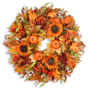 Hey Beky Harvest Wreath, 24 Inch Diameter, Autumn Orange