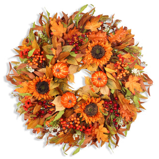Hey Beky Harvest Wreath, 24 Inch Diameter, Autumn Orange