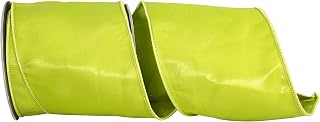 Reliant Ribbon Iridescent Satin Elegance Wired Edge, Green Grass, 4 Inch, 10 Yards