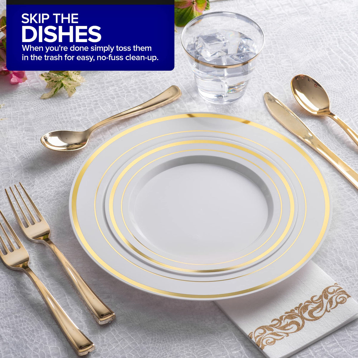 Heavy Duty Gold Plastic Silverware Set 1800 Pieces Disposable Cutlery for Parties Weddings and Catering Includes Forks Spoons and Knives by Stock Your Home – Model SYH-1038-Case