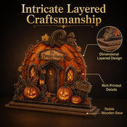 Emotional Uplifting Halloween Pumpkin House, Wood and Acrylic, Pumpkin House