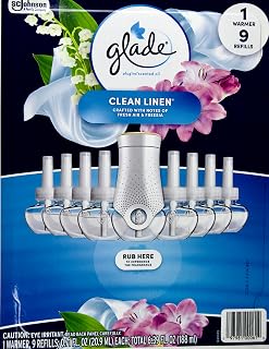 Glade PlugIns Clean Linen Scented Oil - 9 Refills + 1 Warmer