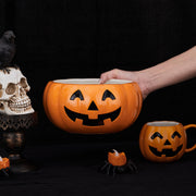 Bico Ceramic Pumpkin Serving Bowl, 8.8 Inch Diameter, Orange Jack O Lantern