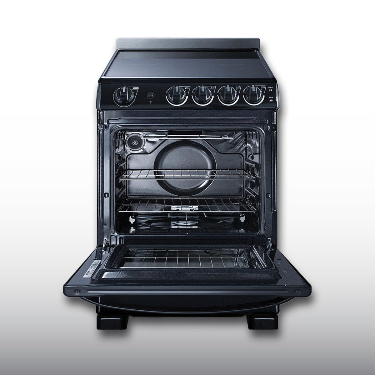 Summit 24” Electric Smooth Top Range by Summit Appliance – 2.9 cubic_feet, Stainless Steel, Black, Model REX2431BRT