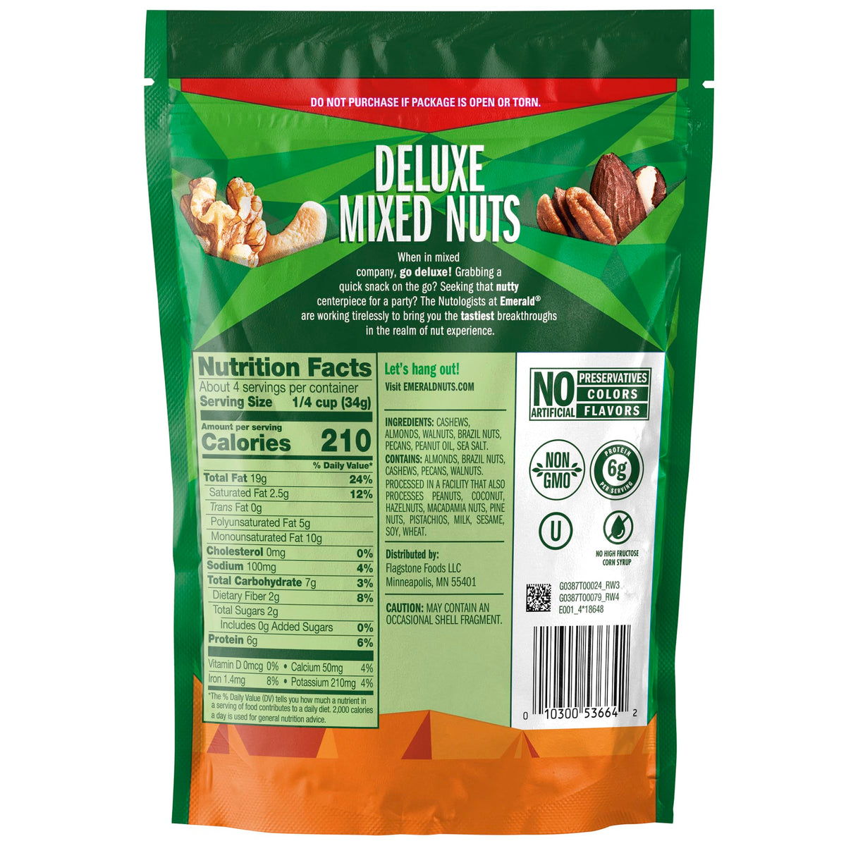 Deluxe Mixed Nuts by Emerald – 5.0 Ounce (Pack of 6), Pack of 6, Model 1030053664
