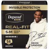 Real Fit Incontinence Underwear for Men by Depend – Small/Medium, Polypropylene, Gray, Pack of 14, Model 10036000554264