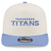 Men's Cream/Light Blue Tennessee Titans Wordmark 9FIFTY A-Frame Snapback Hat by New Era – 100% Polyester Woven, Model Sp26 Nfl Wordmark A-frame Pre-curved 9fifty