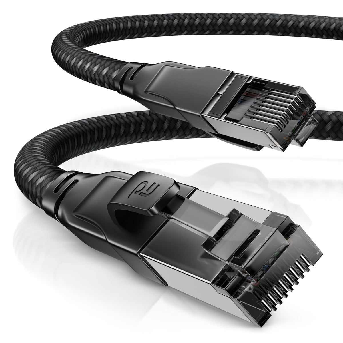 CSL - CAT 8.1 Network Cable 40 Gbits - 3 m - Cotton Jacket - Black Series - LAN Cable Patch Cable RJ45 - CAT 8 Gigabit Ethernet Cable - 40000 Mbits - S/FTP PIMF Shielding