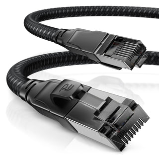 CSL - CAT 8.1 Network Cable 40 Gbits - 3 m - Cotton Jacket - Black Series - LAN Cable Patch Cable RJ45 - CAT 8 Gigabit Ethernet Cable - 40000 Mbits - S/FTP PIMF Shielding