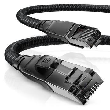 CSL - CAT 8.1 Network Cable 40 Gbits - 3 m - Cotton Jacket - Black Series - LAN Cable Patch Cable RJ45 - CAT 8 Gigabit Ethernet Cable - 40000 Mbits - S/FTP PIMF Shielding