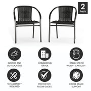 Flash Furniture Black / Set of 2 / Contemporary Patio Dining Chairs