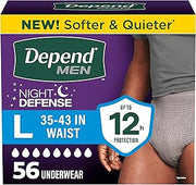 Depend Night Defense Adult Diapers for Men, Large, 56 Count
