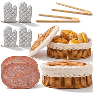 Yiyiring Bread Basket Set with Warming Stones, 2 Pack, Multicolor