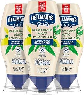 HELLMANN'S Plant-Based Mayonnaise 11.5 oz, Creamy Vegan Mayo Squeeze, 3PK