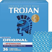 TROJAN Original Plus Spermicide Latex Lubricated Condoms for Men, 36 Count