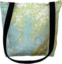 Betsydrake TY750M 16 x 16 in. Smith Mountain Lake, VA III Nautical Map Medium Tote Bag Black