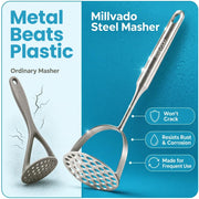 Millvado Potato Masher, Stainless Steel, 12.5 Inch