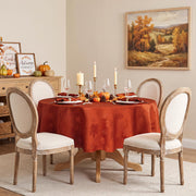 Softalker Jacquard Round Tablecloth, 70 Inch Diameter, Maple Burnt Orange