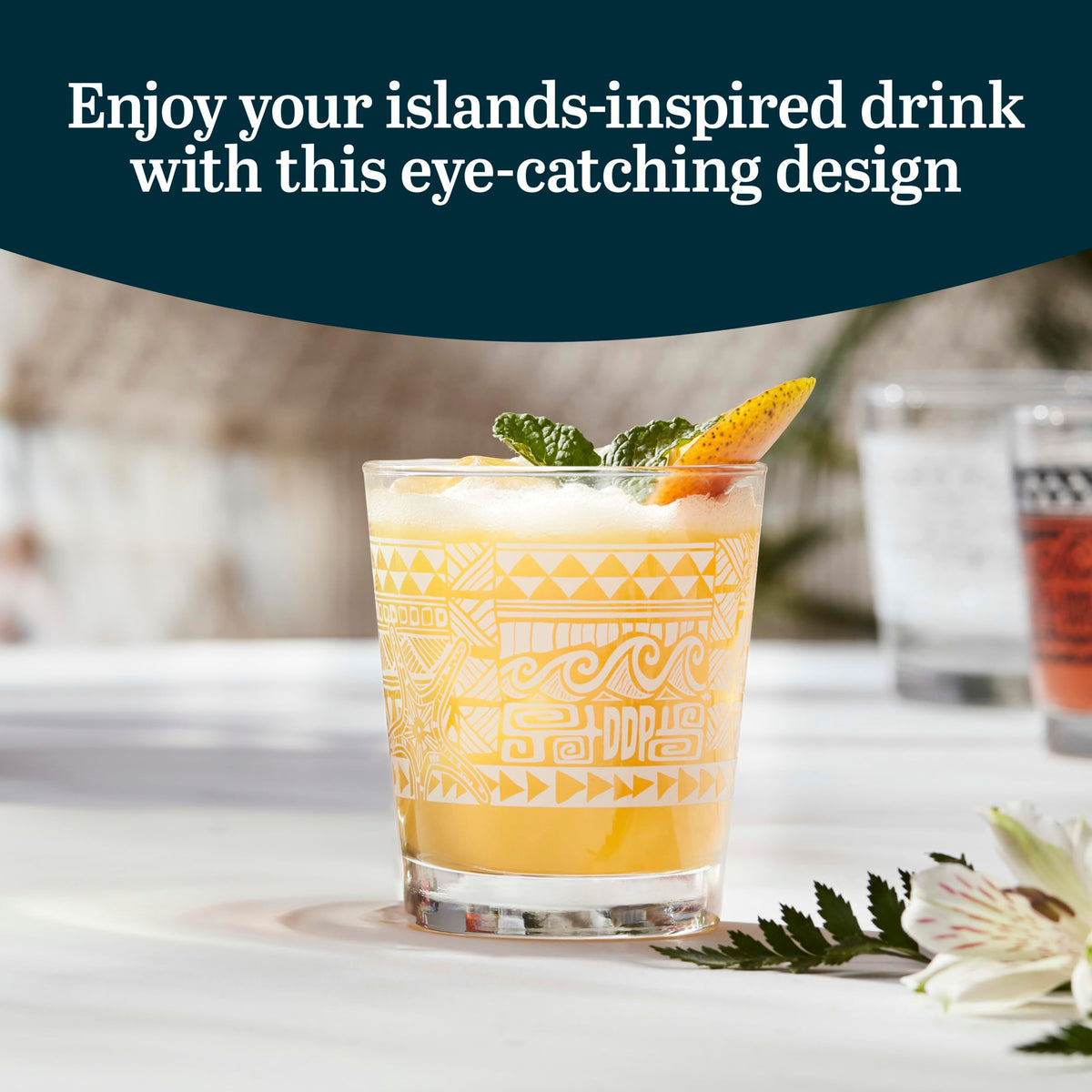 Libbey Tiki Rocks White / 13 Ounces / Tiki Old Fashioned Glasses