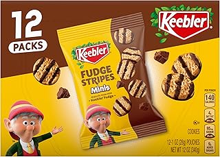 Keebler Fudge Stripes Cookies Minis, Original, 12 Ct. (Pack of 4)