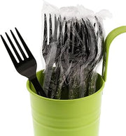 AmerCareRoyal Heavy Weight Individually Wrapped Disposable Polystyrene Plastic Forks for Restaurants and Catering, Black, Pack of 1000