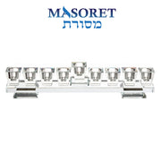 Masoret Glass Menorah, 9 Branch Design, Set 13