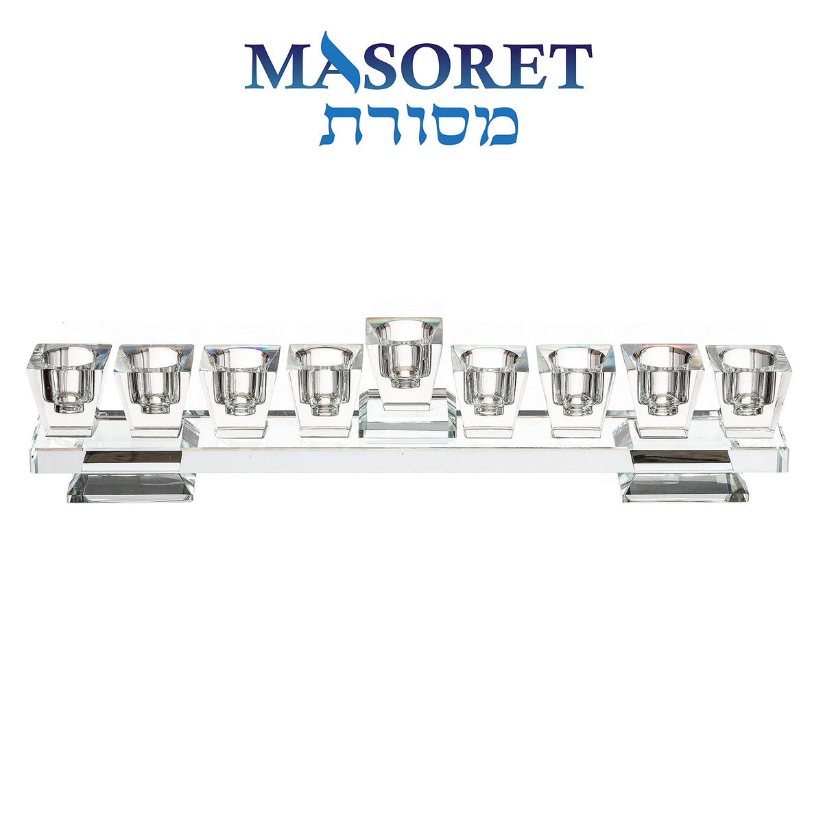 Masoret Glass Menorah, 9 Branch Design, Set 13