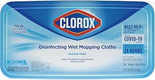 Clorox Disinfecting Wet Mopping Cloths, Rain Clean, 24 Wet Refills (Package May Vary)
