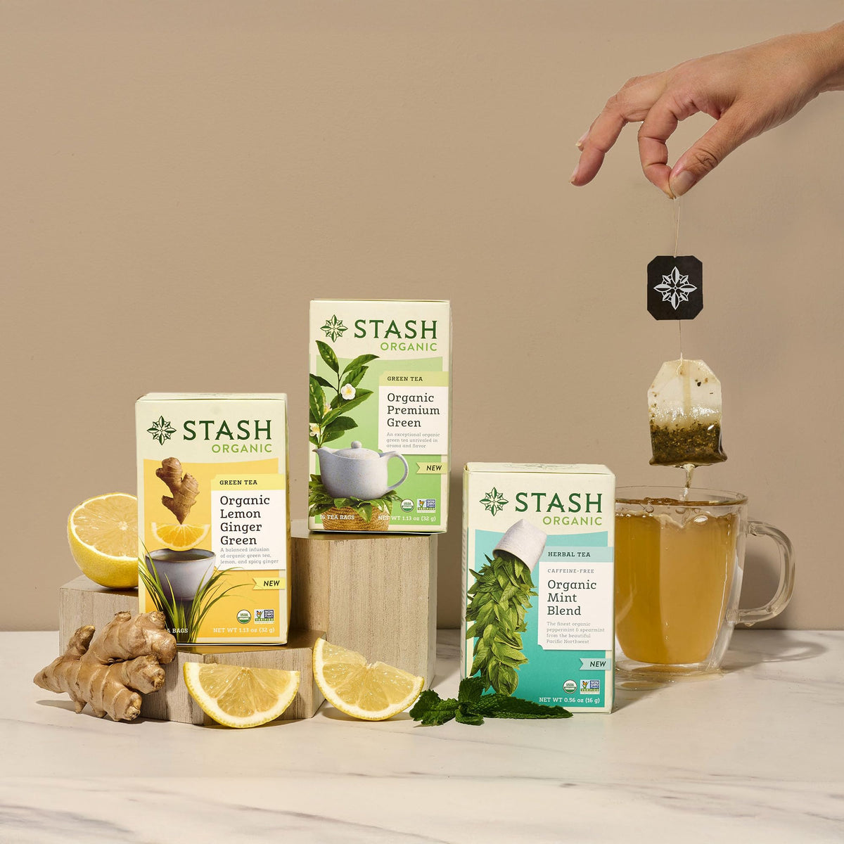 Tea Organic Lemon Ginger Green Tea by Stash – 16 Count (Pack of 6)