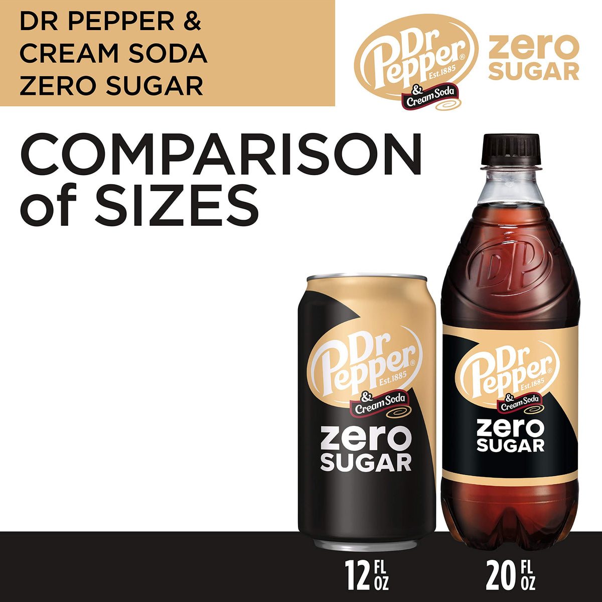 and Cream Soda Zero Sugar Soda by Dr Pepper – 12 Fl Oz (Pack of 24), brown, Pack of 24
