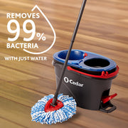 EasyWring RinseClean Microfiber Spin Mop & Bucket Floor Cleaning System with 3 Extra Refills by O-Cedar – 4 Piece Set, Plastic, Model 169429