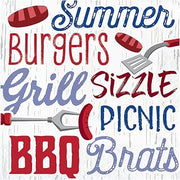 Creative Converting Summer BBQ Napkins, 6.5", Red, White, and Blue