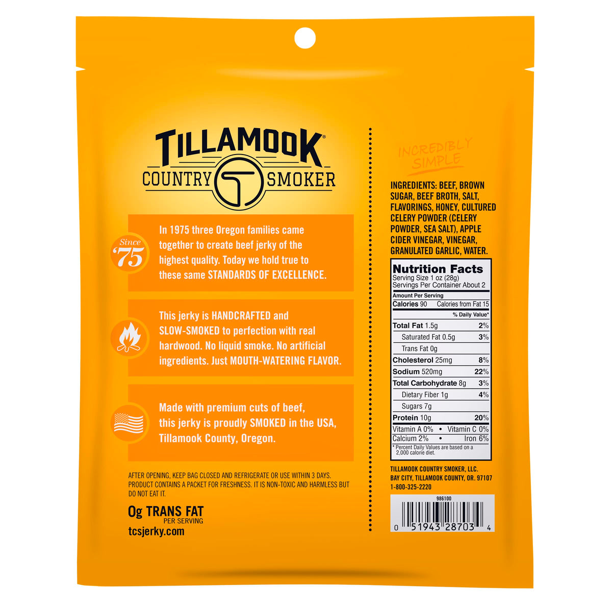 TILLAMOOK COUNTRY SMOKER Honey Glazed / 2.5 Ounce (Pack of 1) / 1 Jerky