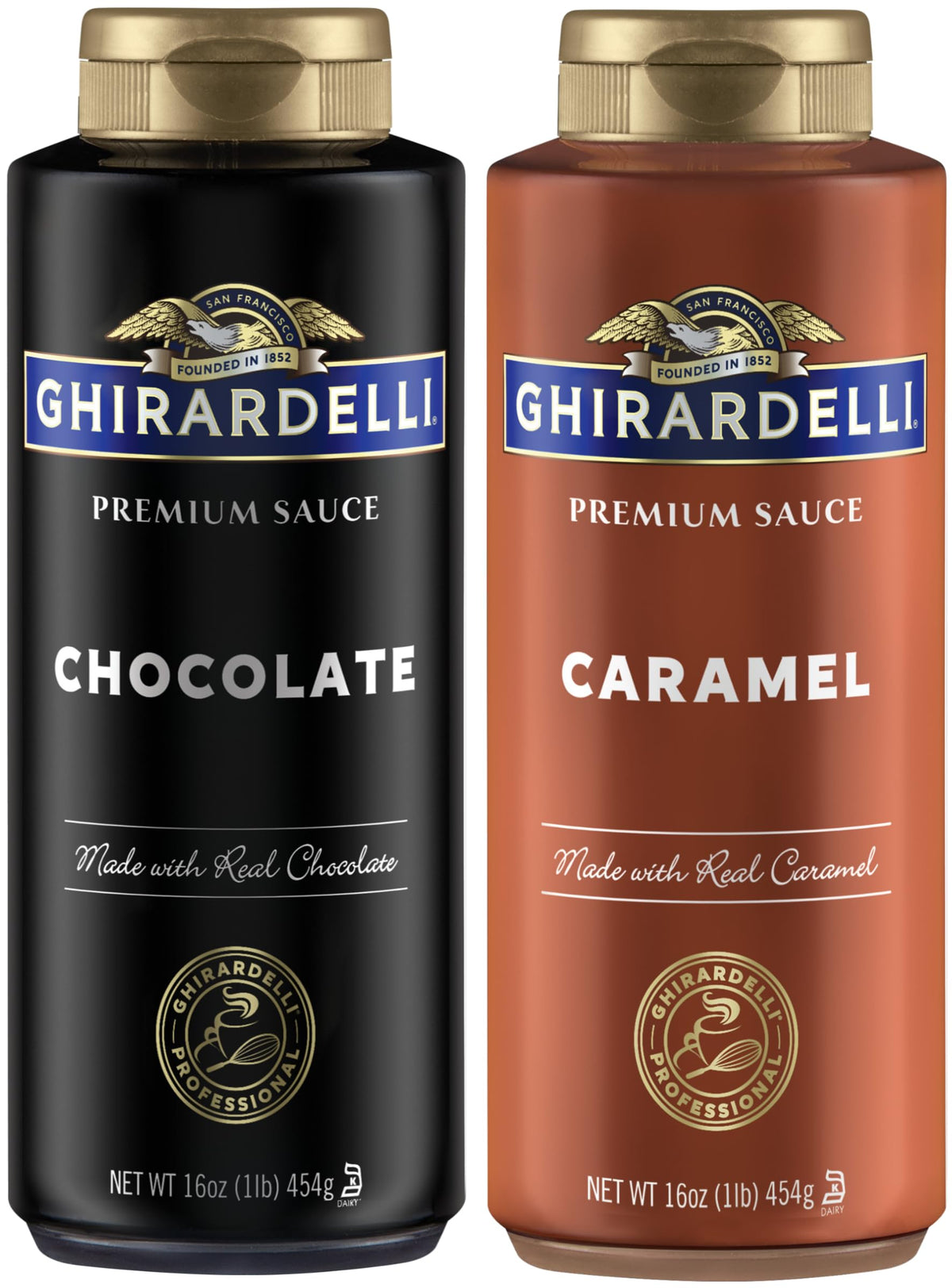 Chocolate and Caramel Sauces 16 oz Squeeze Bottles by Ghirardelli – 16 Fl Oz (Pack of 2), Pack of 2, Model Freepi