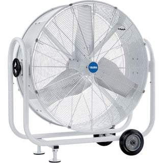 Outdoor Rated 36" Mobile Tilt Drum Blower Fan by Global Industrial – 15"L x 41.75"W x 45.25"H, Alloy Steel, White, Model HVD-36M