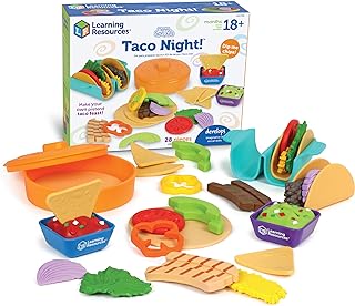 Learning Resources New Sprouts Taco Night - Pretend Play Food for Toddlers, Montessori Toys, Imaginative & Social Skills, Play Food Kitchen, Grocery Store Accessories, Gifts for Boys and Girls