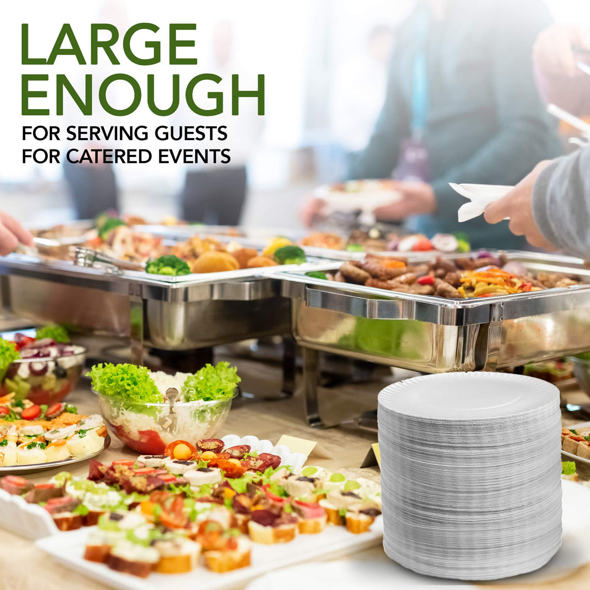 9-Inch Paper Plates Uncoated by Stock Your Home – 500 Count (Pack of 1), Paper, White, Pack of 500, Model 1268