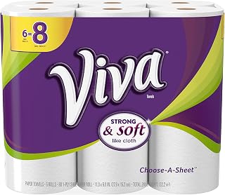 Viva Choose-A-Sheet Paper Towels White Big Roll, 6 Rolls, Cloth-Like Texture, Strong & Soft Paper Towels for Ultimate Clean