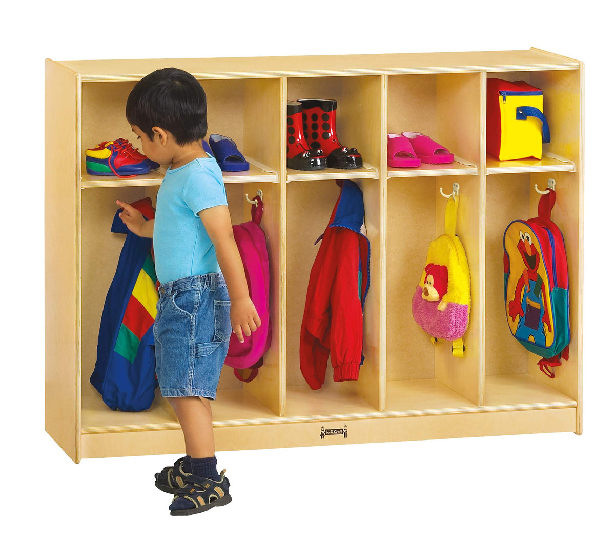 Toddler 5 Section Coat Locker by Jonti-Craft – Standard, Wood, Natural Wood, Model 2684JC