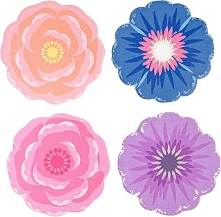 10 Strawberry Street Flower Ceramic Coasters, Set of 4, Decorative Drink Coasters Trivet for Table Protection