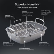 Circulon Nonstick Roasting Pan With Rack, 17 x 13 Inch Steel, Gray