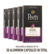 Peet's Coffee Ricchezza / 10 Count (Pack of 5) / Ricchezza (Intensity 8) Single-Serve Capsules & Pods