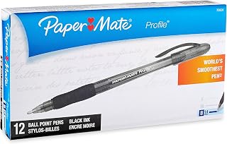 Paper Mate 70601 Profile Ballpoint Pens, Bold (1.4mm), Black, 12 Count