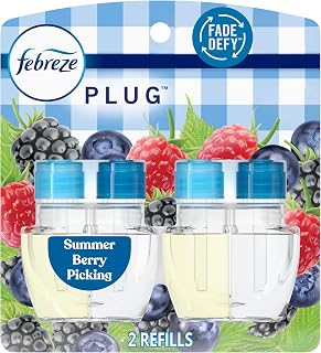 Febreze Plug In Air Freshener, Odor-Fighting Scented Oil Refill, Summer Berry Picking, 2 Refill