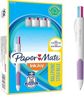 Paper Mate InkJoy Quatro 4-Colour Ballpoint Pen | Assorted Fun Colours | Medium Point (1.0mm) | 12 Count