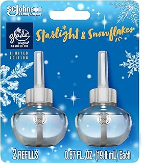 Glade PlugIns Refills Air Freshener, Scented and Essential Oils for Home and Bathroom, Starlight & Snowflakes, 1.34 Fl Oz, 2 Count
