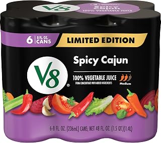 V8 Spicy Cajun 100% Vegetable Juice, 8 fl oz Can (6 Pack)