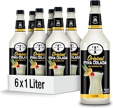 Mr & Mrs T Pina Colada Mix, 1 L bottle (Pack of 6), Pineapple and Coconut Blend Flavored Cocktail Mixer, Made with Cane Sugar, Perfect for Traditional Pina Colada and Mocktail Drinks