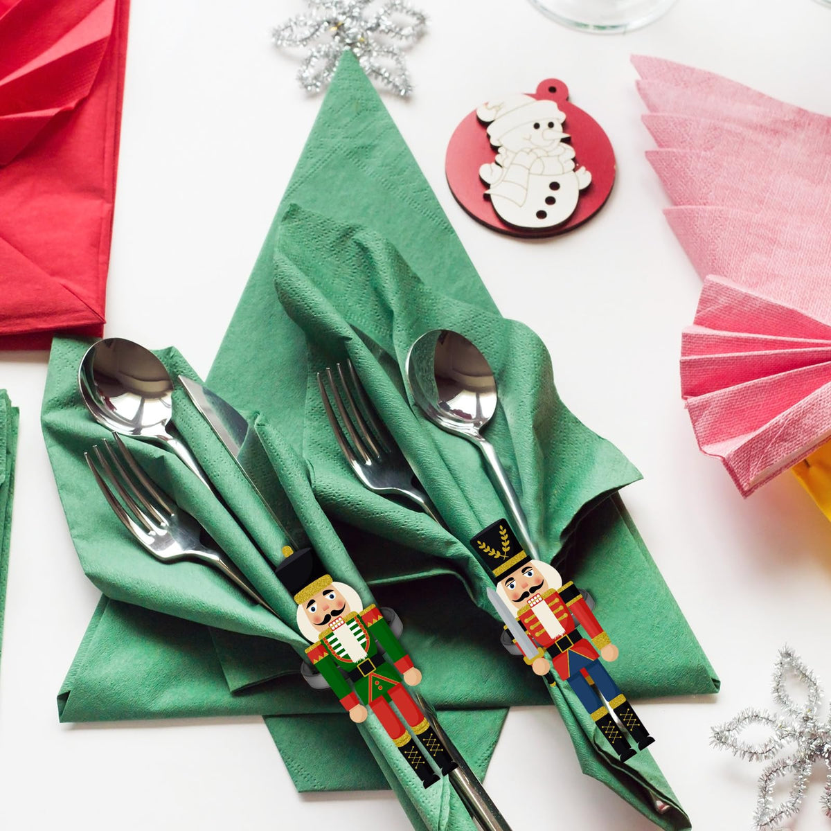 EYNDYN Nutcracker Napkin Rings, Set of 12, Black Metal